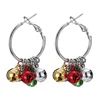 cheap green and red small bell hoop earrings christmas bell earrings