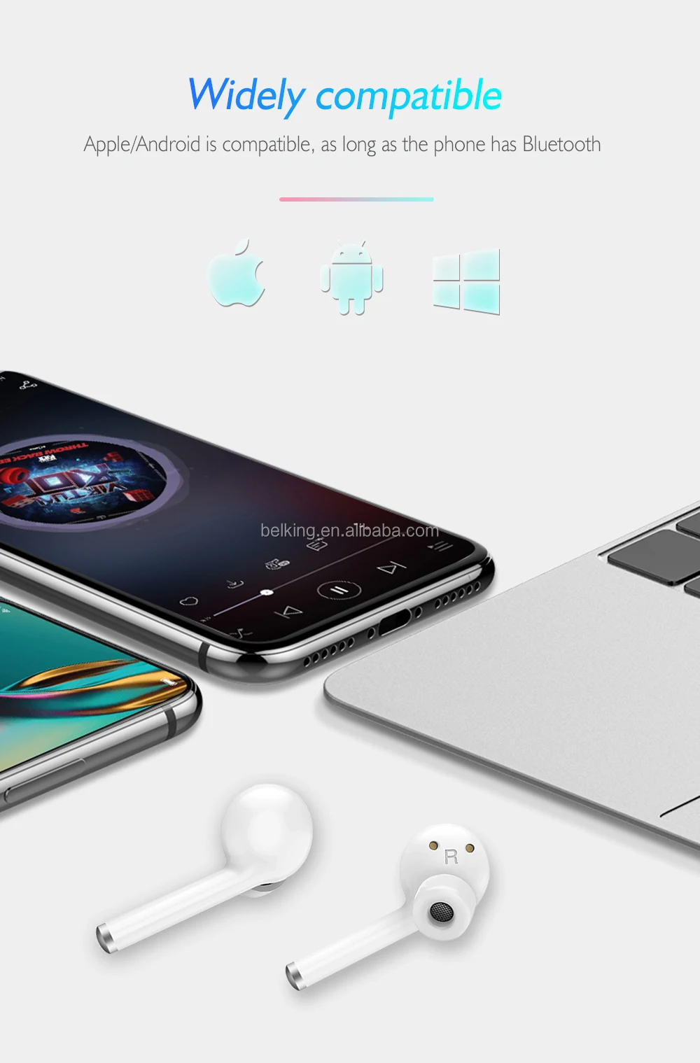BK-TW40 Smart V5.0 Chip Earbuds BT Wireless Earphone HiFi Stereo Bluetooth Wireless Headphone - ANKUX.COM