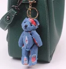 Customize Stuffed & Denim Teddy Bear Keychains Business Gift Plush Toys With Logo