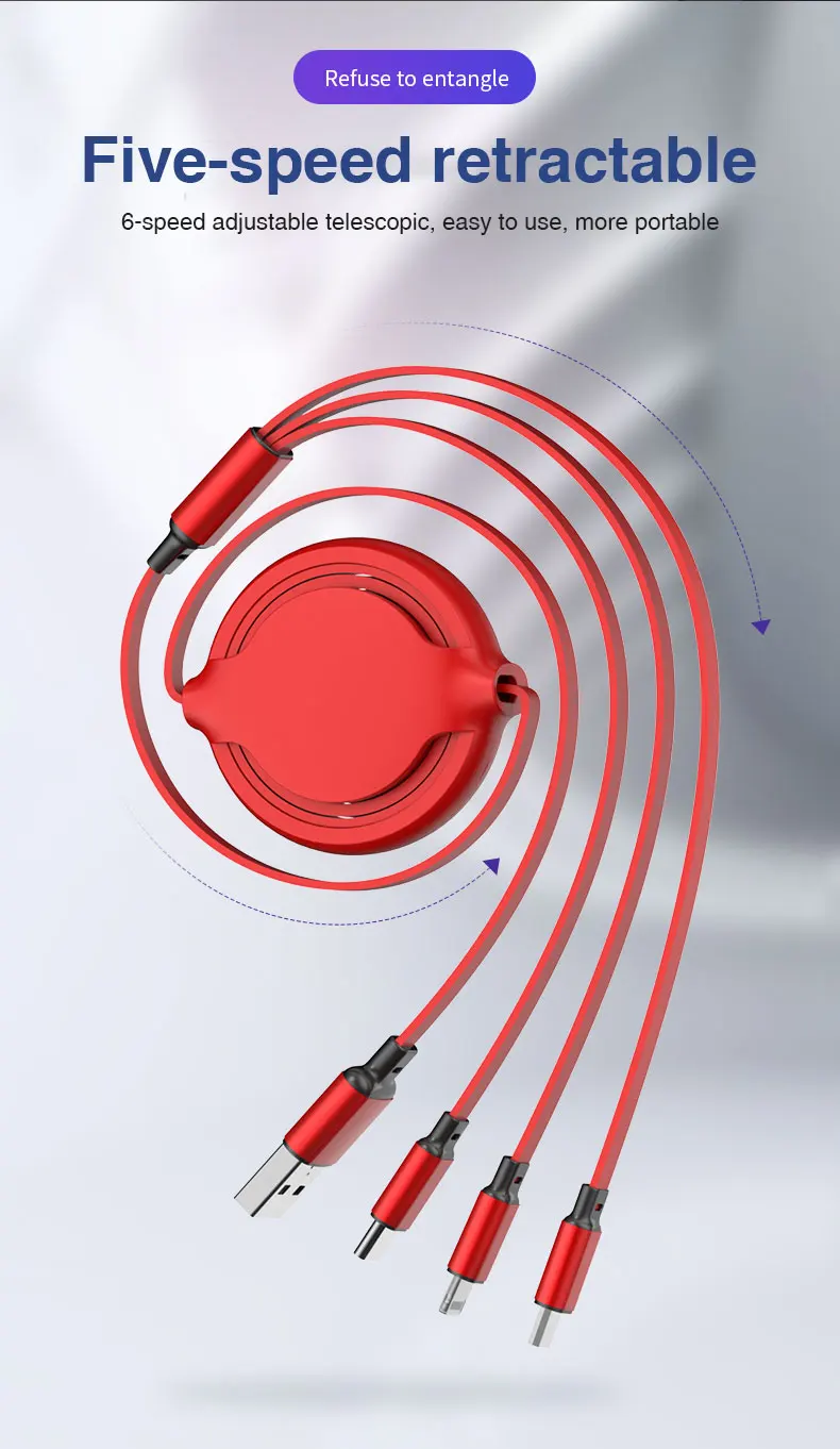 3 In 1 Usb Cable Micro Usb Fast Charging Nylon 2A 10 Years ODM & OEM Manufactory 3C Mobile Phone Accessories Data line cable