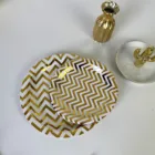 Gold Stripe Disposable Tableware Paper Plates For Wedding Party Supplies