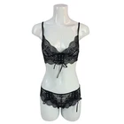 Fancy See Through Sexy Lace Bra Panty Set Women Wear Bralette