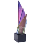 Custom Fashionable Peak Souvenir Gaming Sailboat Shape Business Cooperation Blank Crystal Award Trophy