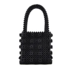 Womens Beaded Pearl Tote Bag Vintage Top Handle Handmade Faux Pearl Handbag Evening Bag for Women