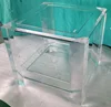 Modern clear small acrylic game table lucite plastic side table with glass top