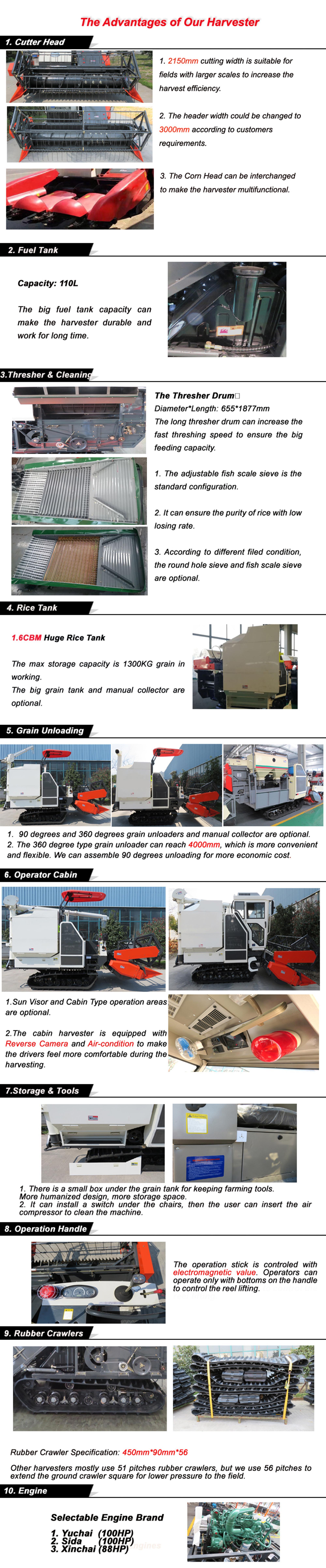 2000 mm Cutter Bar Kubota Rice Combine Harvester for Sale in India