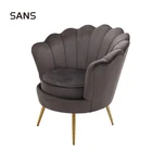 Hotel Velvet Living Room Modern Furniture Bedroom Poltrona Promotion Arm Upholstered Small Shell Armchair Accent Chair