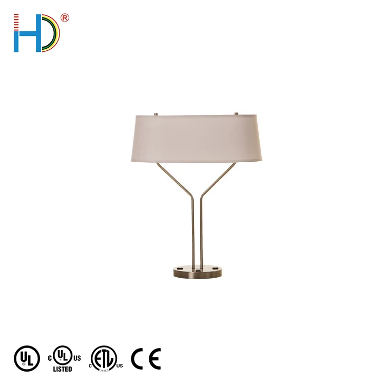 Modern Minimalist Decorative E26 Nickel White Oval Hardback Shade Table Lamp