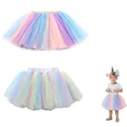 Top quality Wholesale Fluffy Chiffon Baby Girls Children Unicorn Tutu Princess Dance Party Tulle Skirts