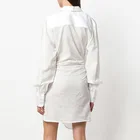 Cotton CHICEVER Women Sexy Cotton Long Puff Sleeve Oversized White Shirt Dress