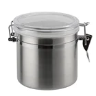 4pcs/set Supermarket Hotel Supplier Coffee Canister Airtight Container plastic Lid Stainless Steel Food Storage Canistr