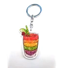 Promotional custom shape printed animal cartoon acrylic keychain clear hologram acrylic keychain