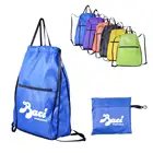 Fashionable drawstring bags Custom promotional cheap polyester reusable shopping bag for ladies