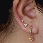 Luxury Star 18K Gold Plated 925 Sterling Silver Star Pave Cubic Zircon Huggies Hoop Earrings