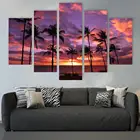Dafen picture wall modern beach seascape printing custom canvas stretching home decoration photo 5 panel wall art canvas