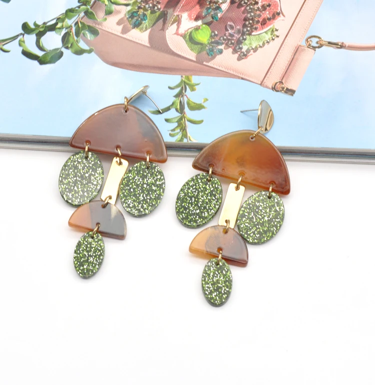 Custom acrylic chandelier tassel style ear ring jewelry for women fashion macrame earrings