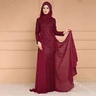 Elegant slim sequined dress long fishtail dress Taizhou Glory muslim abaya women