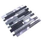 Customized mosaic tiles glitter grey black rose red glass metal mosaic for fireplace tv decorative wall