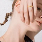2020 18K Gold Plated Stainless Steel Pyramid Finger Rings R194020
