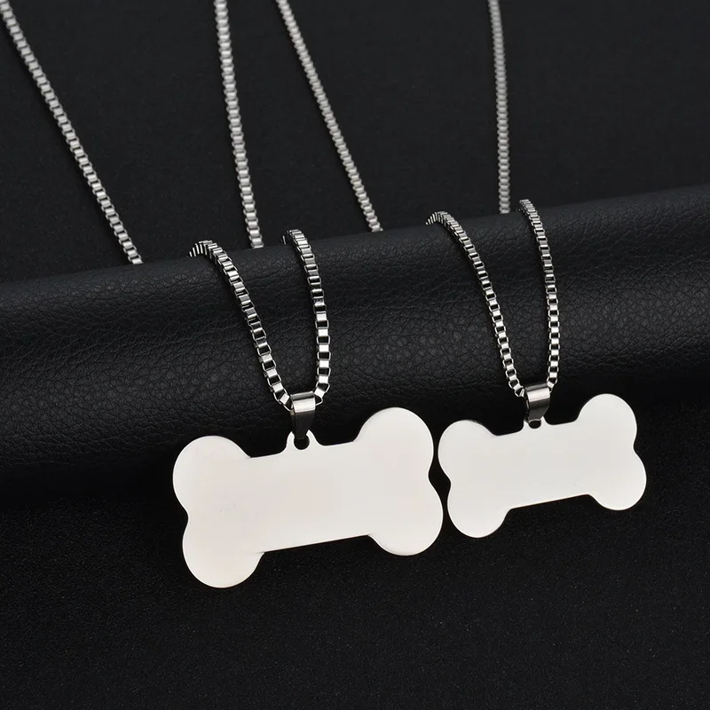 wholesale engravable jewelry blank pet ID card nameplate dog cat pig name card holder necklace