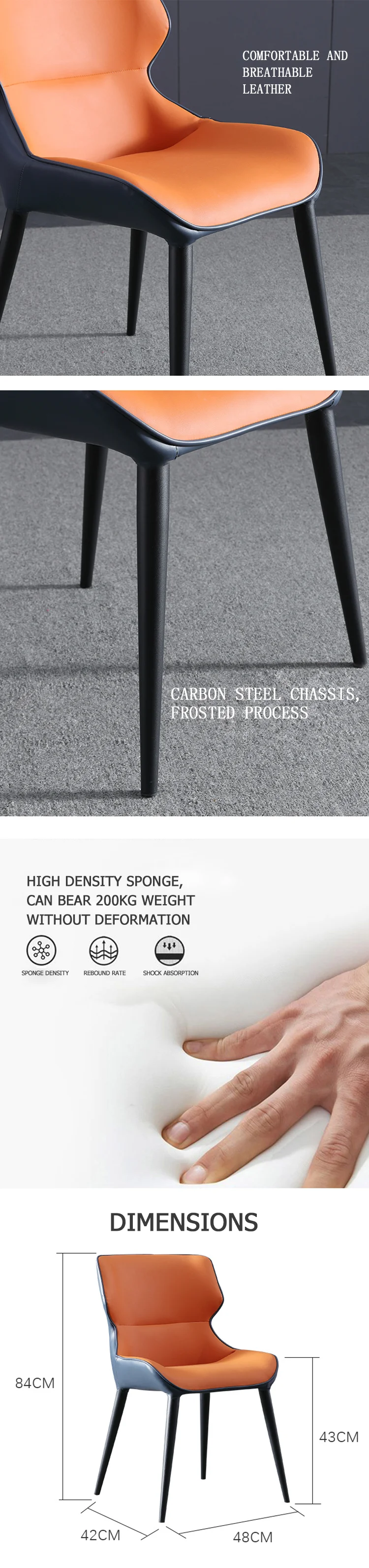 Wholesale luxury modern chesterfield linen hotel iron frame genuine leather dining chair sale