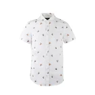 New trendy summer short sleeve fancy cartoon pattern casual white shirts design for men