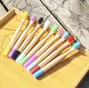 Children's Bamboo Toothbrush Soft Hair Toothbrush Colored Round Handle Cute Gift Clean Toothbrush