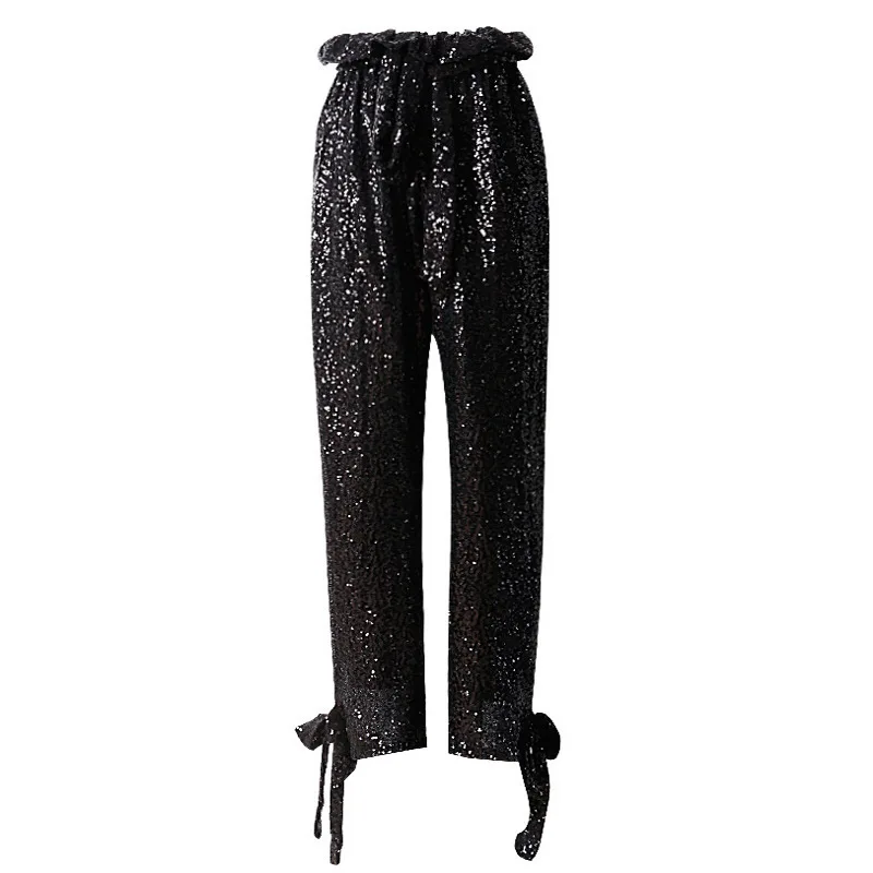 TWOTWINSTYLE ladies Pencil pants High Waist Straight Streetwear Casual Patchwork Sequin