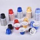 Colored aluminum foil coffee pods empty espresso coffee capsules with sticker