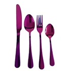 Stainless Steel Set Stainless Set Hot Sale Stainless Steel Luxury Silverware Set PVD Purple Fork Spoon Knife