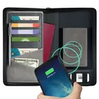PU leather powerbank charging wallet with wireless charger power bank travel wallet rfid blocking wallet