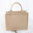 Plain KAIFEI Durable Nature Jute Tote Bag Burlap with Round Handle Off-the-shelf Product - Small Size