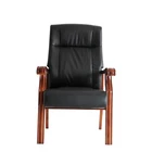 Luxury Wooden Armrest Leg Back Ergonomic Leather Executive Office Chair Soft Pad Conference Chair