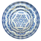 Chinese creative 4pcs blue and white decal bone china plates dinnerware set