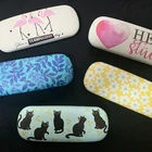 2020 China factory leather metal custom logo optical glasses case box with cat pattern