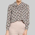 black women blouses and tops lady long sleeve v neck crop top formal shirts for lady female floral chiffon fabric