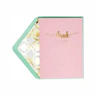 2020 Custom Printing Handmade Thank You Cards, Shiny Gold Foil Pink Greeting Cards