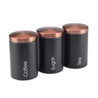 3pcs of Kitchen Canister Set,Coffee Sugar Tea Jar for Home,Restaurant (Matte Black)