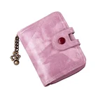 ホット販売コインポーチ id/銀行/名前/クレジットカードホルダーボタンクラッチショートサイズの女性チェーン財布女性のワックス泡財布