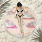 Microfiber fabric printed quick dry beach towel round shape with cute pattern design