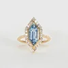 High Quality Platinum Plated Princess Diana Royal Family Style Blue Sapphire Diamond Ring blue stone ring women