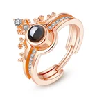 925 Pure Silver Crown 100 Languages I love you Ring Two in One Ring Wholesale