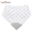 Wholesale Custom Printing Infant Children Kids Cotton Triangle Bandana Silicone Teething Corner Pacifier Teether Baby Bib