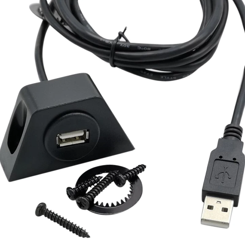 USB 2.0 Male to Female Flush Panel Mount Extension Cable for Car Truck Boat Motorcycle Dashboard, (Round Head) (6Feet/2m) - ANKUX.COM