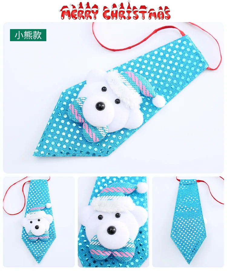 Printed Kids Christmas Tie Novelty Necktie Red Santa Claus Snowflake Neck Tie for Festival Gift