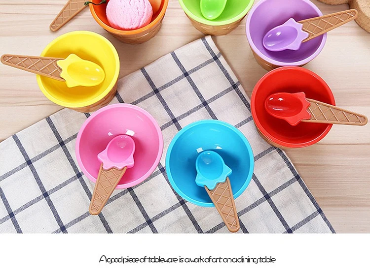 Lovely Kids Ice Cream Bowls Ice Cream Cup Couples Bowl Dessert Ice Cream Bowl With A Spoon Children Tableware Bowl