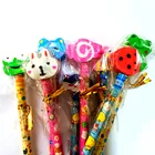 Hot selling cartoon wooden pencil extra large animal eraser drawing pencil HB pencil