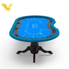 YH High Quality Casino Game Table 10 Players Custom Texas Holdem's Blue Poker Table