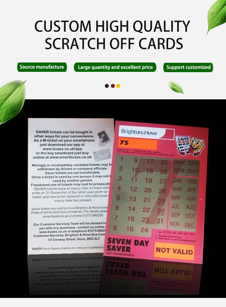 Original Card Sticker Game Machine Ticket Online Scratch Off Lottery Tickets