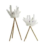 modern Living room table white copper tripod agate crystal candle metal candle holder for home decor